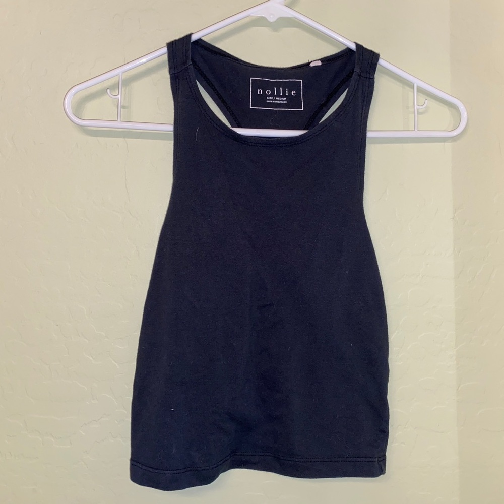Black razorback halter top